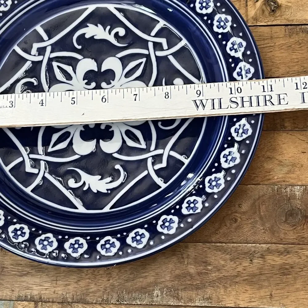 Target Home Catalina Blue Medallion 11” Porcelain Dinner Plates Set Of 3
